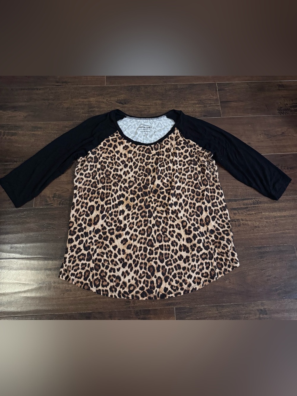 Torrid Leopard Raglan 3/4 Sleeve Classic Fit Super Soft Tee Top 2X